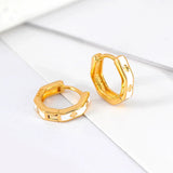 925 Silver Cross Enamel Huggie Earrings 9mm