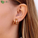 925 Silver Needle Metal Earrings for Women