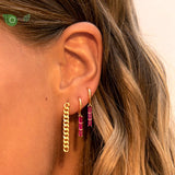 925 Silver Needle Red Crystal Heart Hoop Earrings for Women