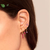 925 Silver Needle Red Crystal Heart Hoop Earrings for Women