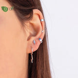 925 Silver 18K Earrings Women Lightning Stud Party Jewelry
