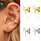 925 Silver 18K Earrings Women Lightning Stud Party Jewelry