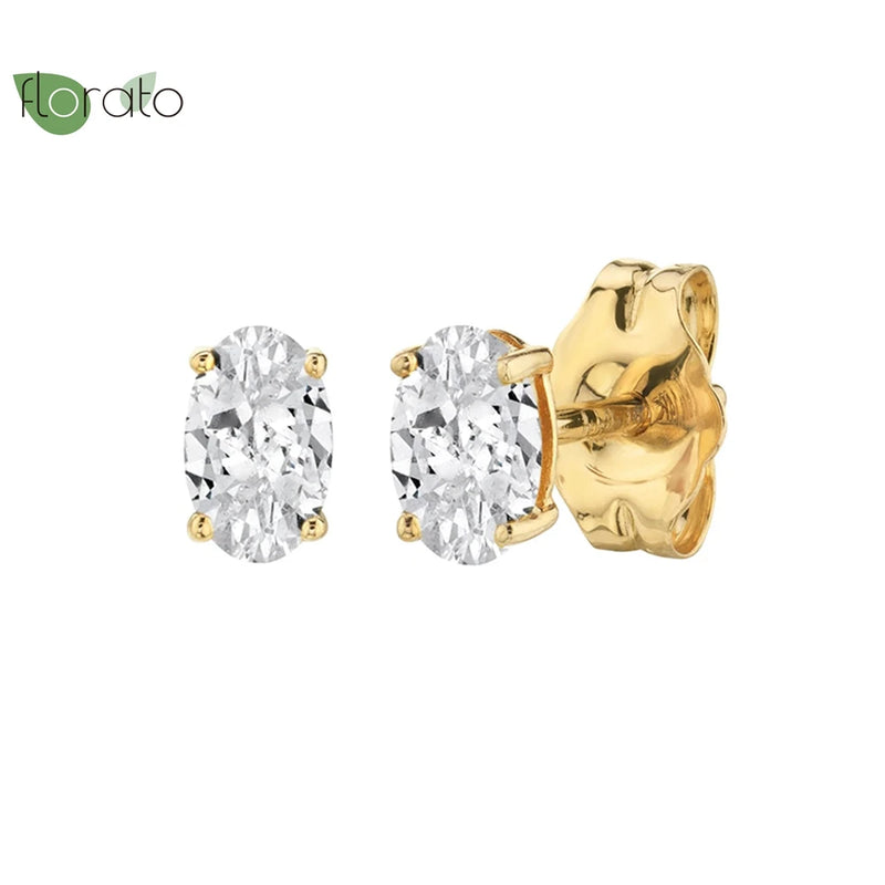 925 Silver Oval CZ Stud Earrings, Wedding Jewelry Accessories