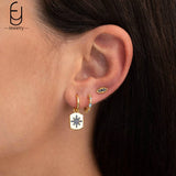 925 Silver Colorful Crystal Stud Earrings Wedding