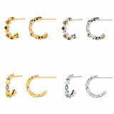 925 Silver Colorful Crystal Stud Earrings Wedding