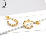 925 Silver Colorful Crystal Stud Earrings Wedding