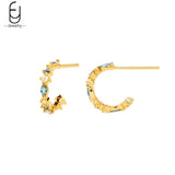 925 Silver Colorful Crystal Stud Earrings Wedding