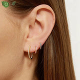 925 Silver Zircon Hoop Earrings Women Wedding Jewelry