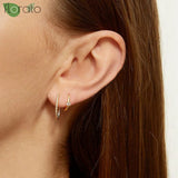 925 Silver Zircon Hoop Earrings Women Wedding Jewelry