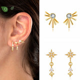 925 Silver Star Stud Earrings Geometric Party Jewelry