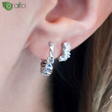 925 Silver 24K Spiral Small Hoop Earrings for Women