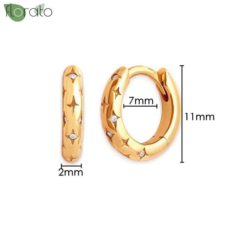 925 Silver 24K Gold Earrings 11mm Small Hoop Women Jewelry