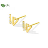 925 Silver Double V W Letter Stud Earrings