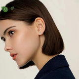 925 Silver Double V W Letter Stud Earrings