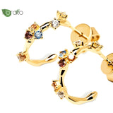 925 Silver C Shape Stud Earrings Zircon Wedding Jewelry
