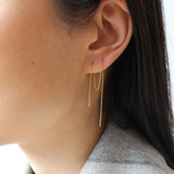 925 Silver Chain Threader Stud Earrings for Women