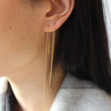 925 Silver Chain Threader Stud Earrings for Women