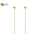 925 Silver Chain Tassel Heart Stud Earrings 18K Party Jewelry