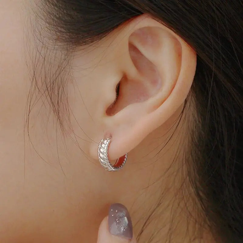 925 Sterling Silver Vintage Pattern Hoop Earrings for Women