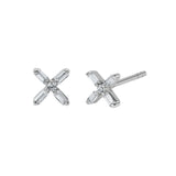 925 Silver Zircon Diamond Flower Stud Earrings Delicate Girl Earrings