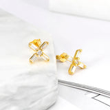 925 Silver Zircon Diamond Flower Stud Earrings Delicate Girl Earrings