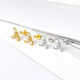 925 Silver Zircon Diamond Flower Stud Earrings Delicate Girl Earrings