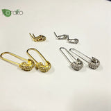 925 Silver Needle Small Paperclip Safety Pin Stud Earrings