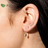 925 Silver Needle Small Paperclip Safety Pin Stud Earrings
