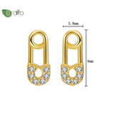 925 Silver Needle Small Paperclip Safety Pin Stud Earrings