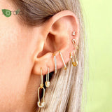 925 Silver Needle Small Paperclip Safety Pin Stud Earrings
