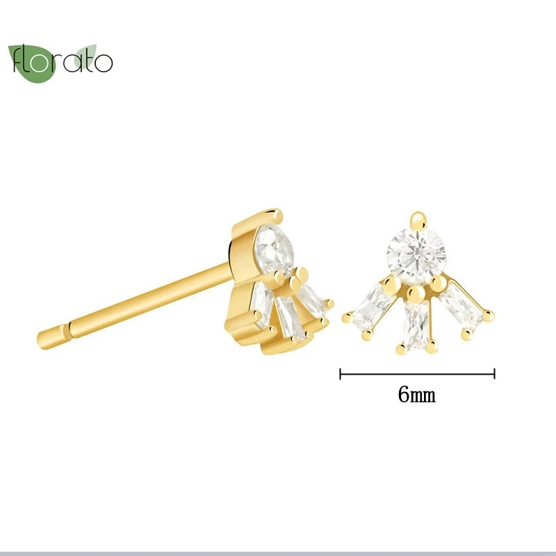 925 Silver Needle Zircon Stud Earrings Wedding Accessories