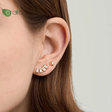 925 Silver Needle Zircon Stud Earrings Wedding Accessories