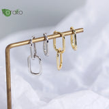 925 Silver Square Pendant Earrings & Hoops Set