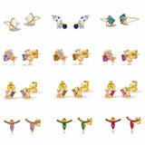 Square Geometry CZ Crystal Stud Earrings for Women