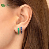 Square Geometry CZ Crystal Stud Earrings for Women