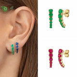 Square Geometry CZ Crystal Stud Earrings for Women