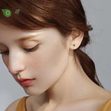925 Silver Square Green Crystal Earrings