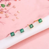 925 Silver Square Green Crystal Earrings