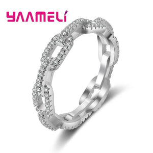 925 Silver Square Loop Wedding Band Ring with Cubic Zircon