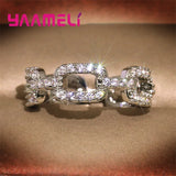 925 Silver Square Loop Wedding Band Ring with Cubic Zircon