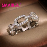 925 Silver Square Loop Wedding Band Ring with Cubic Zircon