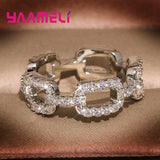 925 Silver Square Loop Wedding Band Ring with Cubic Zircon