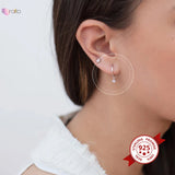 925 Silver Star Water Drop Zircon Hoop Earrings for Women