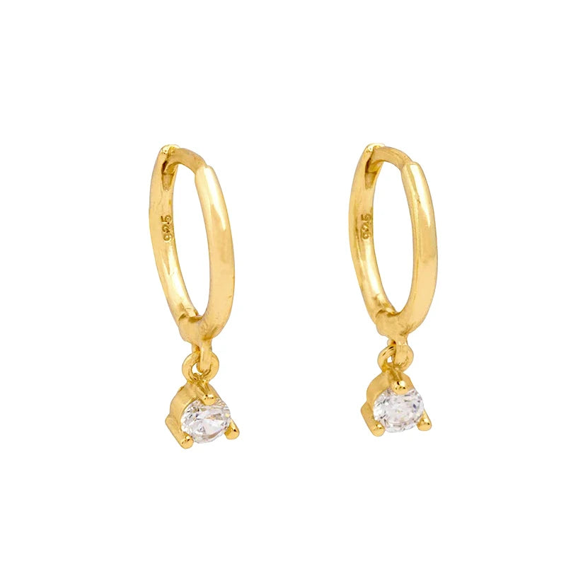 925 Silver Star Water Drop Zircon Hoop Earrings for Women