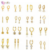 925 Silver Star Water Drop Zircon Hoop Earrings for Women