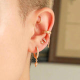 925 Silver Star Moon Crystal Pendant Earrings Moon/Sun Small Stud Jewelry