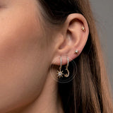 925 Silver Star Moon Crystal Pendant Earrings Moon/Sun Small Stud Jewelry