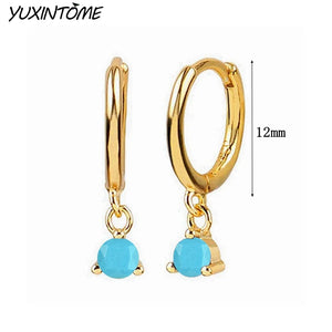 925 Silver Turquoise Hoop Earrings Women