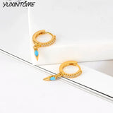 925 Silver Turquoise Hoop Earrings Women