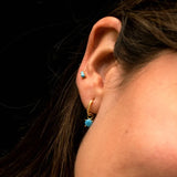 925 Silver Turquoise Hoop Earrings Women